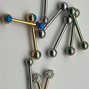 5 pairs! Assorted 16" Nipple Barbells